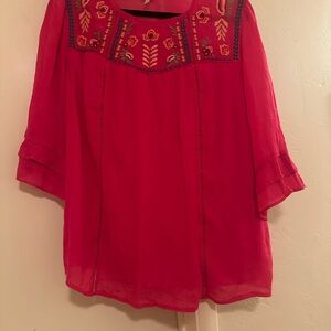Embroidered pink Women's Top